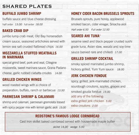 Redstone american grill menu - The Menu for Redstone American Grill - Eden Prairie has 266 Dishes. Order from the menu or find more Restaurants in Eden Prairie. ... Redstone American Grill - Eden Prairie 8000 Eden Rd. Eden Prairie, MN 55344, United States #6 in Seafood Restaurants Eden Prairie #7 in Order Cafes in Eden Prairie.